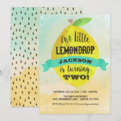 Invitation Citron Aquarelle Anniversaire Citron Enfant (Devant / Derrière)