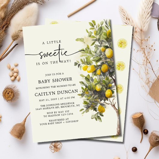 Invitation Citron Arbre Citrus Fruit Baby shower botanique