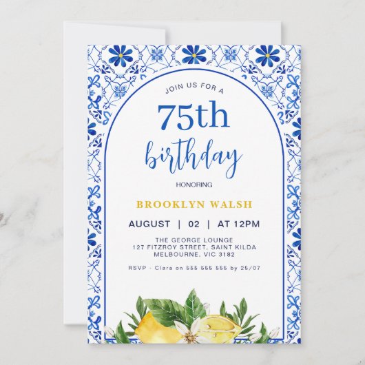 Invitation Citron arc jaune bleu Anniversaire (Devant)