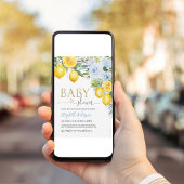 Invitation Citron Baby shower bleu or citron douche