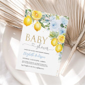 Invitation Citron Baby shower bleu or citron douche