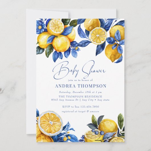 Invitation Citron | Baby shower d'été (Devant)
