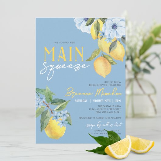 Invitation Citron Bleu A Trouvé Sa Fête des mariées De Squeez