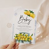 Invitation Citron bleu et jaune Baby shower italien