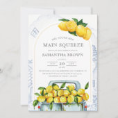 Invitation Citron bleu et jaune Fête des mariées italienne (Devant)