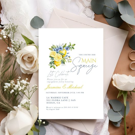 Invitation Citron bleu Floral Citrus