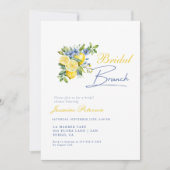 Invitation Citron bleu floral Fête des mariées (Devant)