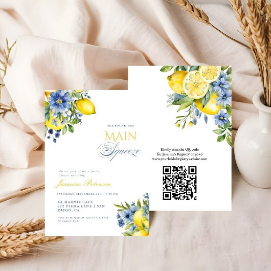 Invitation Citron bleu floral Fête des mariées