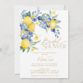 Invitation Citron bleu Floral Fête des mariées italienne (Devant)