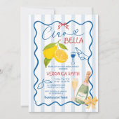 Invitation Citron bleu Italie Ciao Fête des mariées Invitatio (Devant)