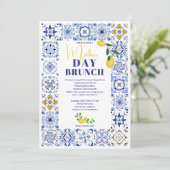 Invitation Citron bleu italien carrelage aquarelle jour de la (Debout devant)