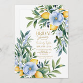 Invitation Citron bleu italien Fête des mariées d'agrumes (Devant / Derrière)