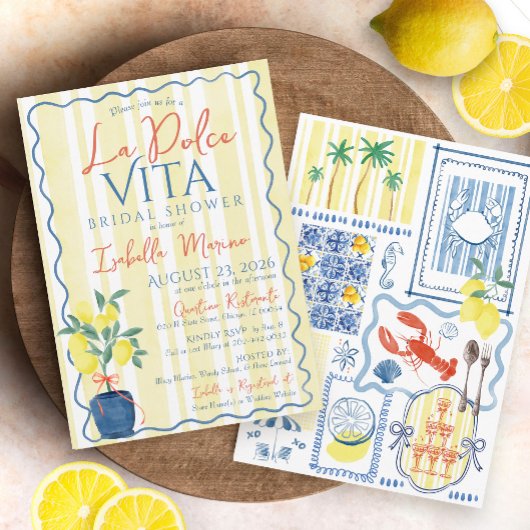 Invitation Citron bleu italien La Dolce Vita Fête des mariées