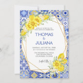 Invitation Citron bleu italien Mariage méditerranéen moderne (Devant)