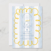 Invitation Citron bleu jaune méditerranéen Mariage avec bande (Devant)