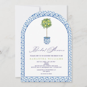 Invitation Citron bleu méditerranéen Carreaux de jardin Fête