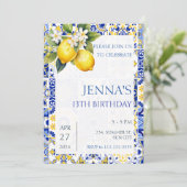 Invitation Citron bleu méditerranéen Carrelage italien Annive (Debout devant)