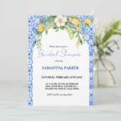 Invitation Citron bleu méditerranéen Fête des mariées italien (Debout devant)