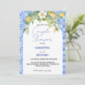 Invitation Citron Bleu Méditerranéen Italien Douche Couple (Debout devant)