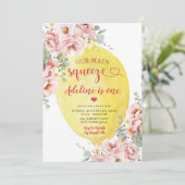 Invitation Citron bleu rose principal Squeeze 1er anniversair (Debout devant)