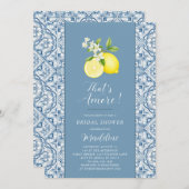 Invitation Citron, c'est Fête des mariées de tuiles bleues Am (Devant / Derrière)