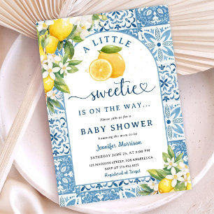 Invitation Citron Citrus Baby shower méditerranéen Carrelage