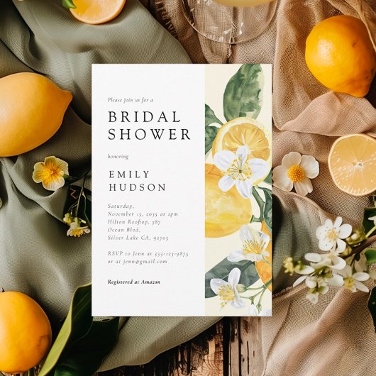 Invitation Citron Citrus Fête des mariées principale