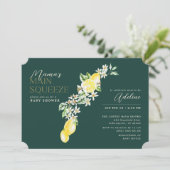 Invitation Citron Citrus Mama Baby shower vert Squeeze (Debout devant)