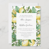 Invitation Citron Citrus peint et mariage feuille aquarelle (Devant)