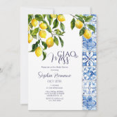 Invitation Citron Citrus Positano Carreaux Bleus Fête des mar (Devant)