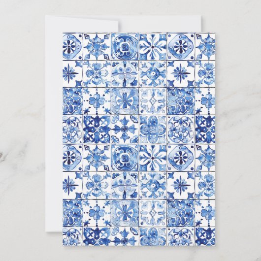 Invitation Citron Citrus Positano Carreaux Bleus Fête des mar (Dos)