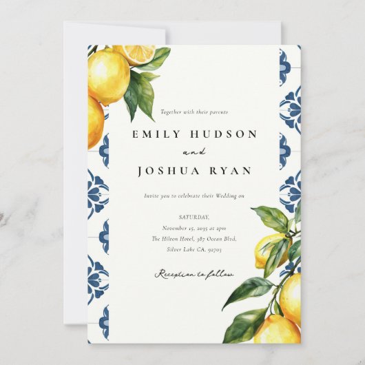 Invitation Citron Citrus Positano Mariage italien (Devant)