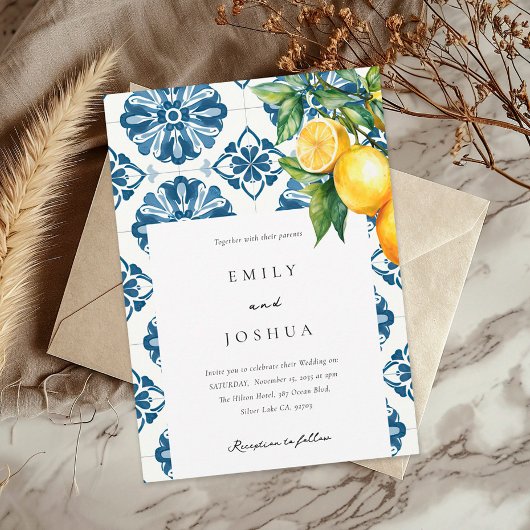 Invitation Citron Citrus Positano Mariage italien
