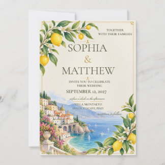 Invitation Citron d'Amalfi | Mariage Méditerranéen Bleu et Ja