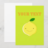 Invitation Citron de dessin animé mignon  (Devant / Derrière)