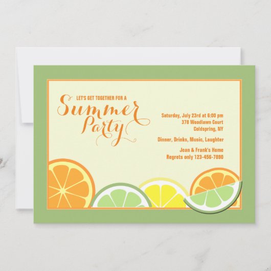 Invitation Citron d'Été (Devant)