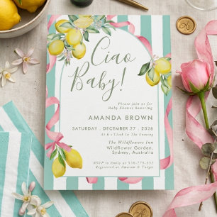 Invitation Citron d'été Citrus Summer Lemon Bow Italien Ciao