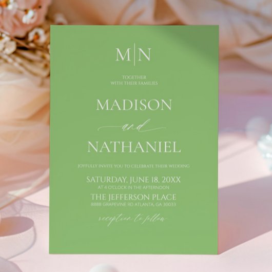 Invitation Citron Élégant Minimaliste Initial Mariage