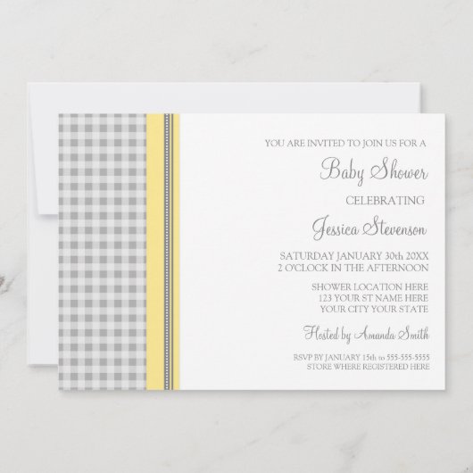 Invitation Citron En vichy Douche pour bébés personnalisée In (Dos)