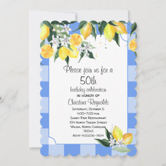 Invitation Citron et En vichy bleu 50e anniversaire