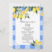 Invitation Citron et Vichy Bleu 50e Anniversaire (Devant)