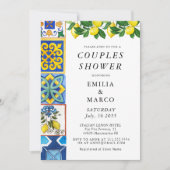 Invitation Citron Été Carrelage italien Couples Douche (Devant)