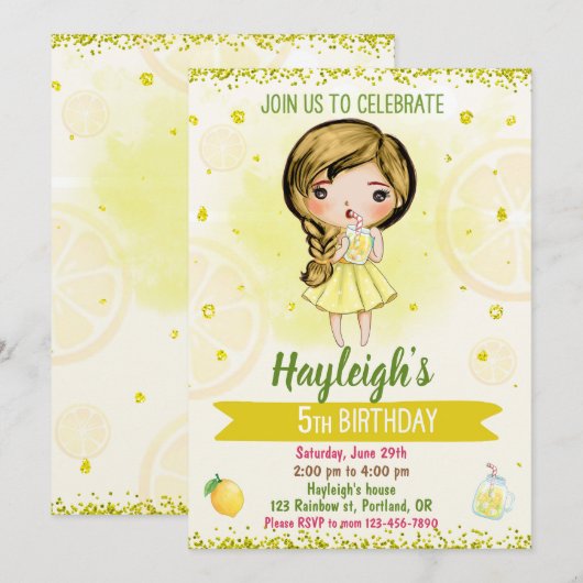 Invitation citron Fête citron (Devant / Derrière)