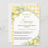 Invitation Citron gingham à motifs citrus, noeud papillon, Ba (Devant)