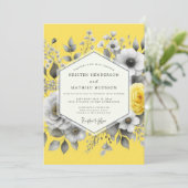 Invitation Citron Graphite Flora Mariage (Debout devant)