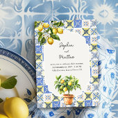 Invitation Citron Grove Bleu Jaune Italien Inspiré Mariage