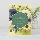 Invitation Citron Indigo Bloom Wedding (Debout devant)