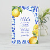 Invitation Citron Italien Amalfi Carrelage Bleu Fête des mari (Debout devant)