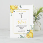 Invitation Citron jaune 1er anniversaire Fête d'été Invitatio (Debout devant)