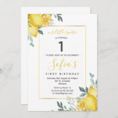 Invitation Citron jaune 1er anniversaire Fête d'été Invitatio (Devant / Derrière)